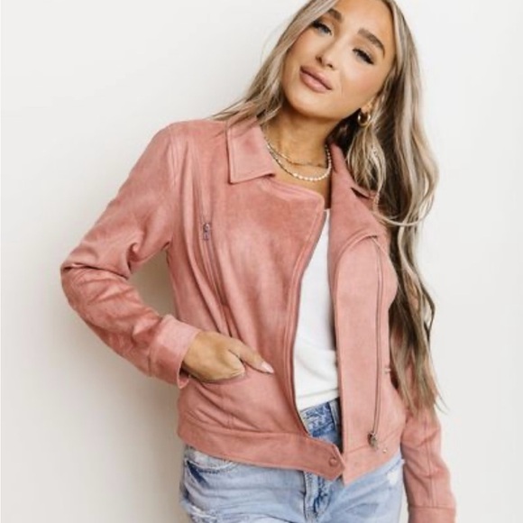 Ampersand moto jacket vegan Suede 2Xl blush pink - Picture 5 of 6